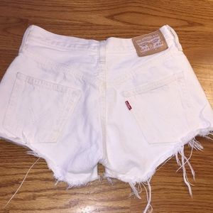 White Distressed Levi Denim Shorts